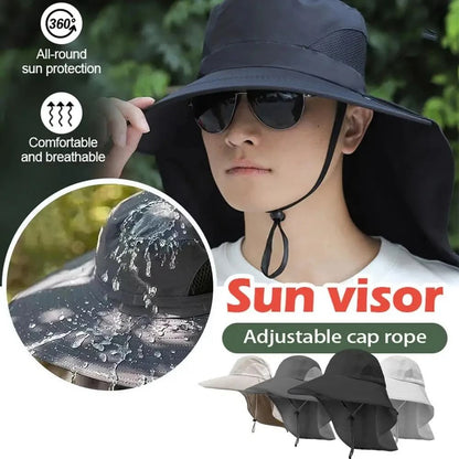 Wide Brim Sun Hat With Neck Flap And Adjustable Fit For Outdoor UV Protection 1