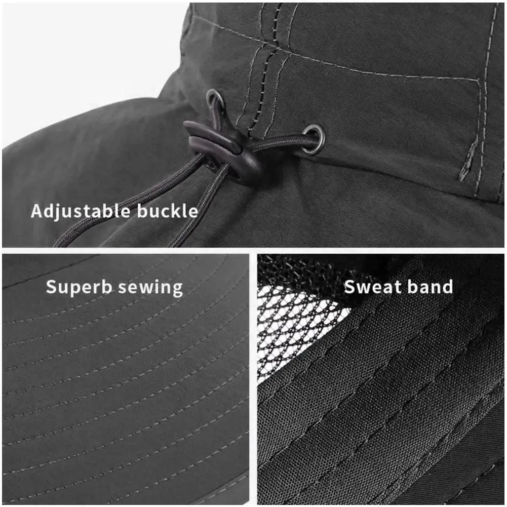 Wide Brim Sun Hat With Neck Flap And Adjustable Fit For Outdoor UV Protection 5