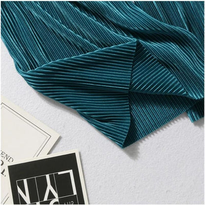 Women Summer Wide Leg Pants With Elastic Waist And Pleated Ice Silk Fabric For Casual Comfort 4