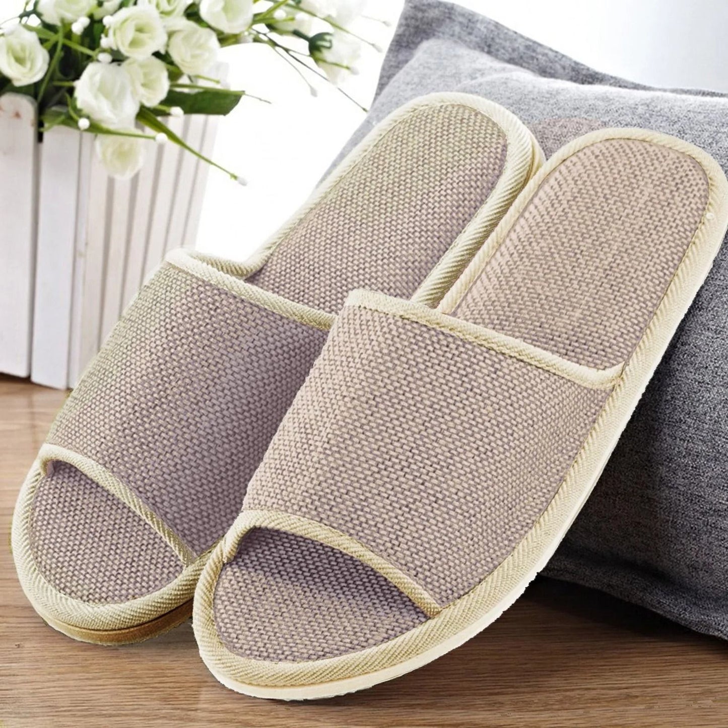 Linen Indoor Slippers For Men And Women With Anti Slip Sole And Soft Comfortable Design For Daily H 6