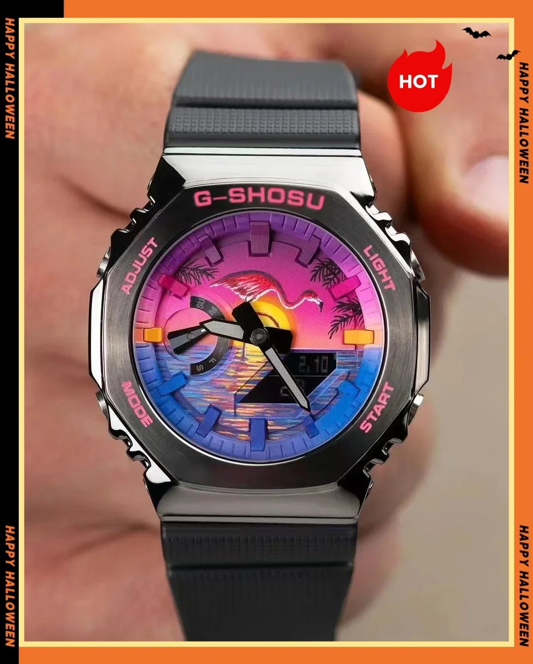 Comic Sport Unisex LED Watch, Dual Display Digital Analog Timepiece, Automatic Hand Lift Light Wrist Watch for Men Women