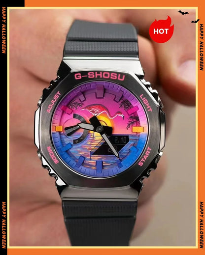 Comic Sport Unisex LED Watch, Dual Display Digital Analog Timepiece, Automatic Hand Lift Light Wrist Watch for Men Women