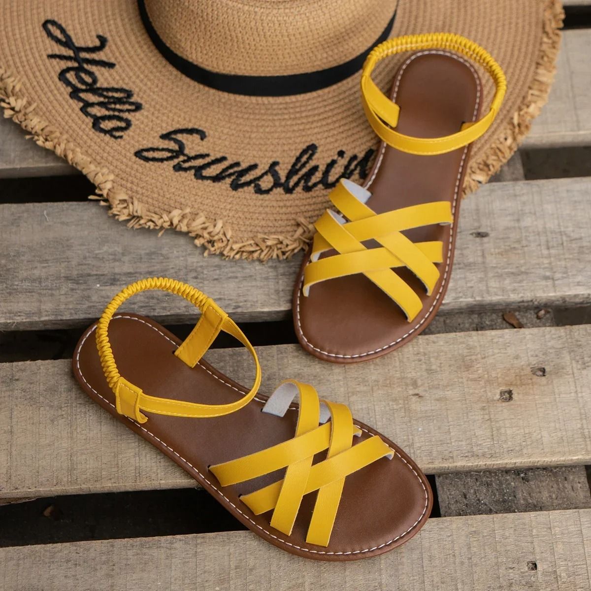 Lightweight Flat Sandals For Women With Elastic Band Comfort Fit 2