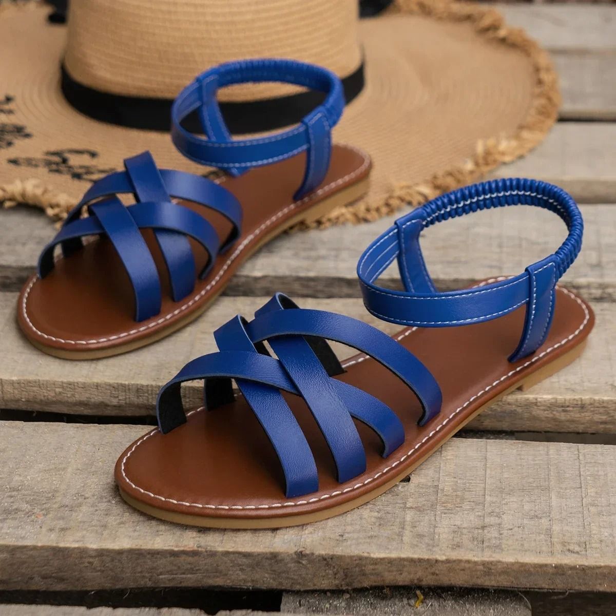 Lightweight Flat Sandals For Women With Elastic Band Comfort Fit 3