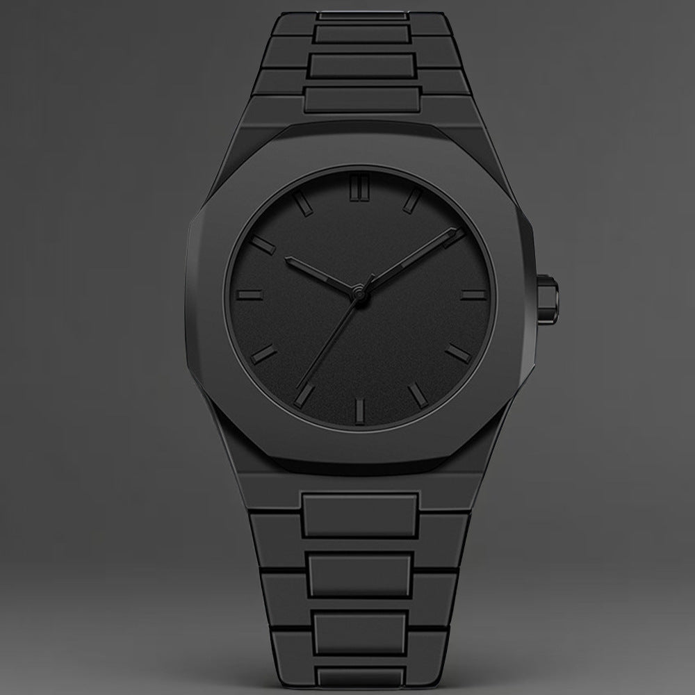 Men's Fashion Quartz Watch, Simple Black Dial, Arabic Digital Casual Drip Oil Strap for Stylish Everyday Wear