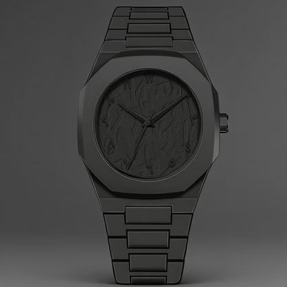 Men's Fashion Quartz Watch, Simple Black Dial, Arabic Digital Casual Drip Oil Strap for Stylish Everyday Wear