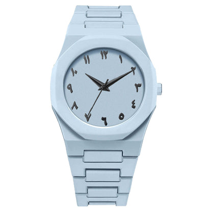 Men's Fashion Quartz Watch, Simple Black Dial, Arabic Digital Casual Drip Oil Strap for Stylish Everyday Wear