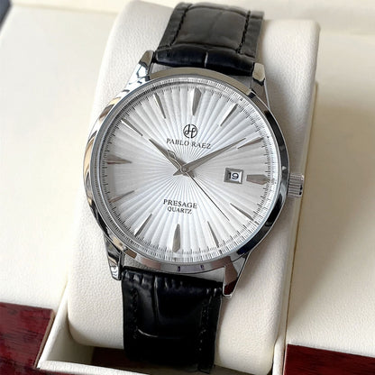 Waterproof Calendar Leather Strap Men Watch, Business Watches Quartz Wristwatches, Elegant Daily Timepiece
