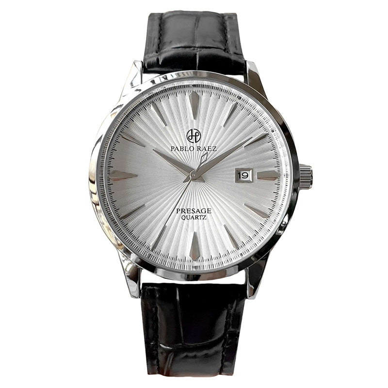 Waterproof Calendar Leather Strap Men Watch, Business Watches Quartz Wristwatches, Elegant Daily Timepiece