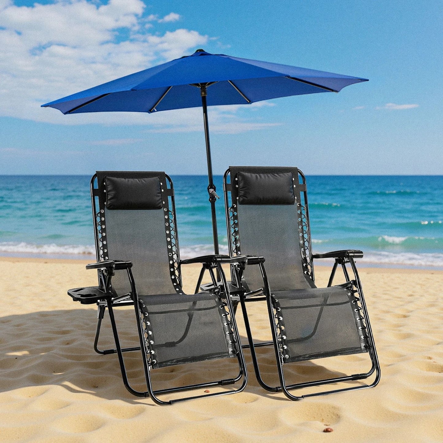 JHK Zero Gravity Recliner Chair Set of 2 with Adjustable Pillow and Cup Holder for Patio Camping and Garden Lounge