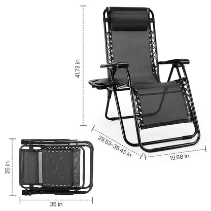 JHK Zero Gravity Recliner Chair Set Of 2 With Adjustable Pillow And Cup Holder For Patio Camping An 3
