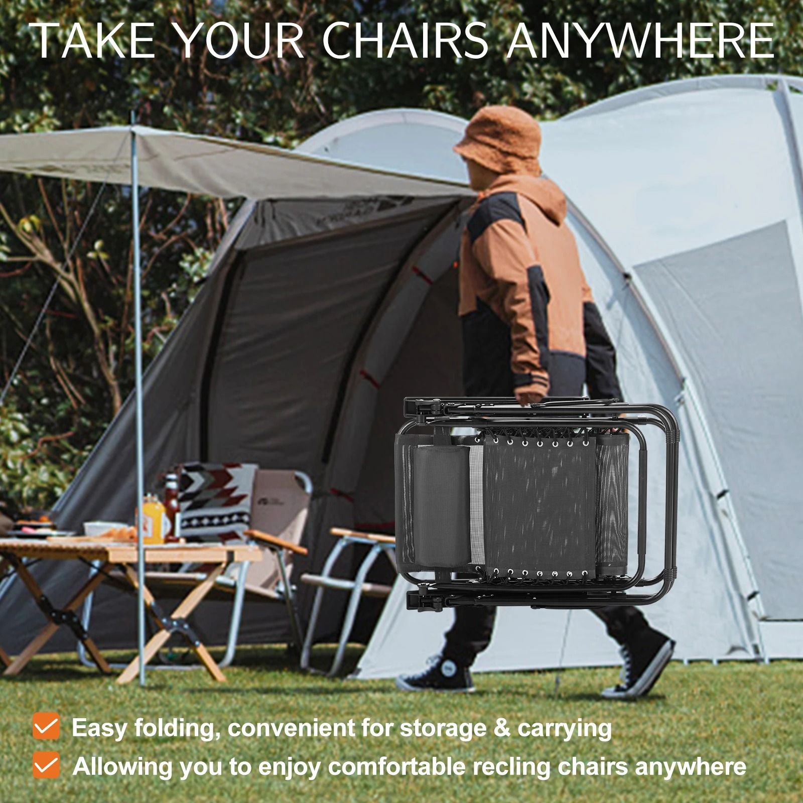 JHK Zero Gravity Recliner Chair Set Of 2 With Adjustable Pillow And Cup Holder For Patio Camping An 5