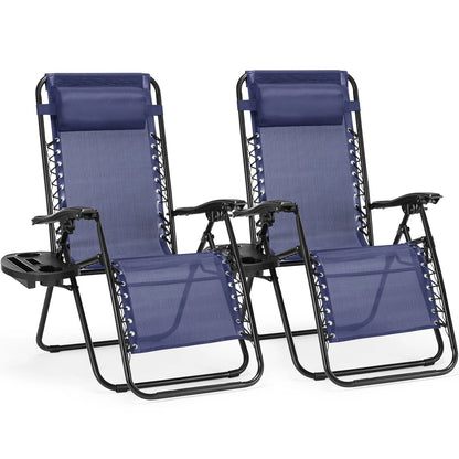 JHK Zero Gravity Recliner Chair Set Of 2 With Adjustable Pillow And Cup Holder For Patio Camping An 6