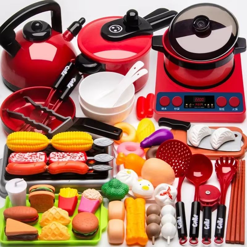 LittleChef Pretend Play Kitchen Set For Kids With Cutting Food  Utensils 1