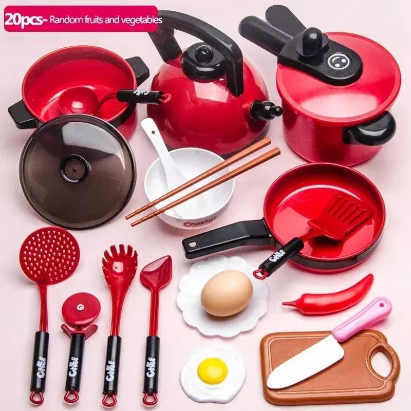 LittleChef Pretend Play Kitchen Set For Kids With Cutting Food  Utensils 8