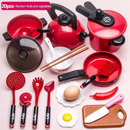 LittleChef Pretend Play Kitchen Set For Kids With Cutting Food  Utensils 8