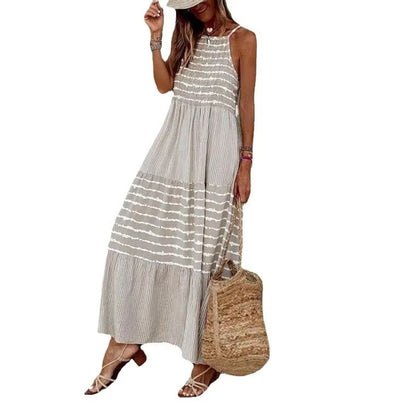 BreezyBoho Striped Maxi Dress  Sleeveless Summer Streetwear For Women 4