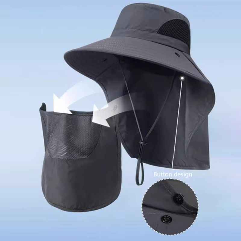SunGuard Outdoor Fishing Hat With Neck Flap  UV Protection For Hiking  Camping 2