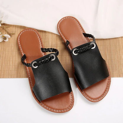 Women Summer Flat Sandals With Square Toe And Crisscross Strap Design For Beach And Daily Casual We 7