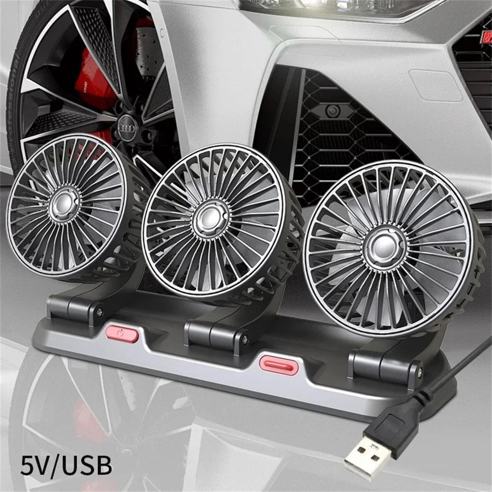 3 Head Adjustable Car And Desk Fan With USB Or 12V 24V Power And Silent Dual Speed Design For Home  10