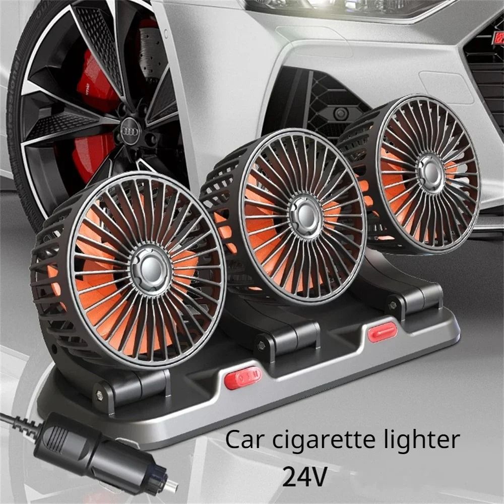 3 Head Adjustable Car And Desk Fan With USB Or 12V 24V Power And Silent Dual Speed Design For Home  12