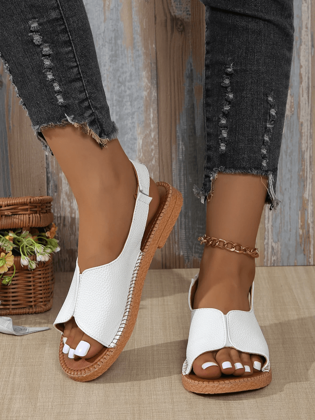 Rome Style Retro Buckle Platform Sandals For Women Lightweight Beach Shoes 4
