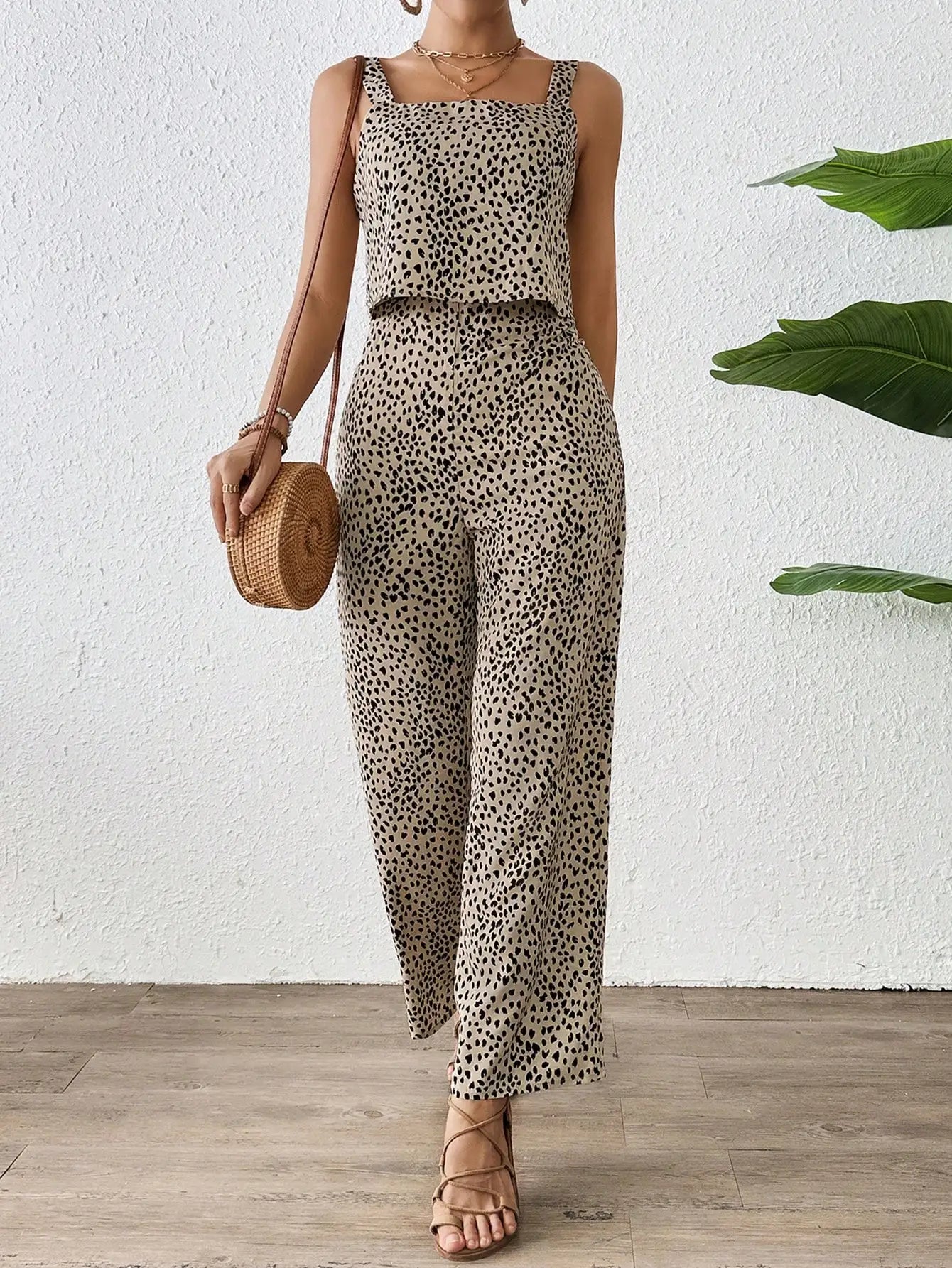 Elegant Casual Womens Romper Edition, Double Strap Printed Romper for Stylish Comfort