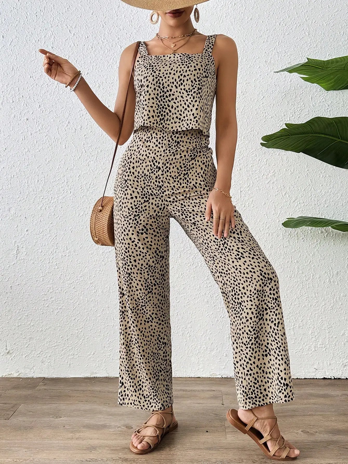 Elegant Casual Womens Romper Edition, Double Strap Printed Romper for Stylish Comfort