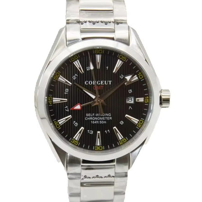 GMT Automatic Watch for Man, Sapphire Crystal, Luminous Hands, Waterproof Stainless Steel Mechanical Watch