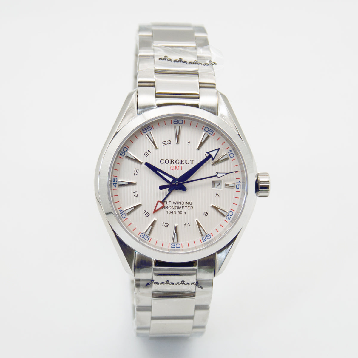 GMT Automatic Watch for Man, Sapphire Crystal, Luminous Hands, Waterproof Stainless Steel Mechanical Watch