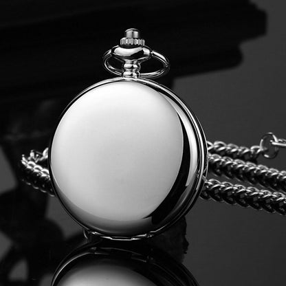 Vintage Luxury Silver Pendant Pocket FOB Watch, Modern Roman Number Clock, Unisex Necklace Chain, Ideal Gift for Men