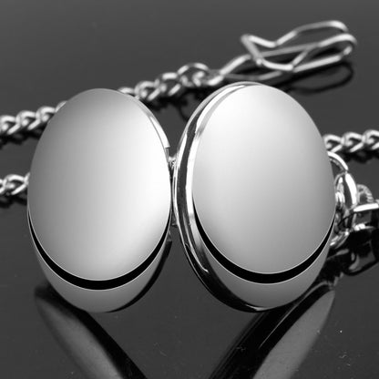 Vintage Luxury Silver Pendant Pocket FOB Watch, Modern Roman Number Clock, Unisex Necklace Chain, Ideal Gift for Men
