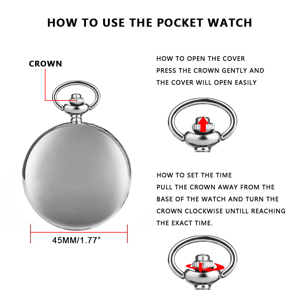 Vintage Luxury Silver Pendant Pocket FOB Watch, Modern Roman Number Clock, Unisex Necklace Chain, Ideal Gift for Men