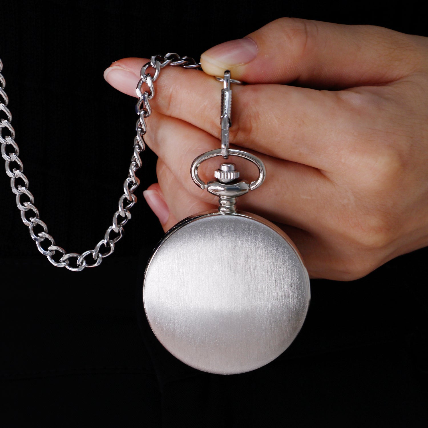 Vintage Luxury Silver Pendant Pocket FOB Watch, Modern Roman Number Clock, Unisex Necklace Chain, Ideal Gift for Men