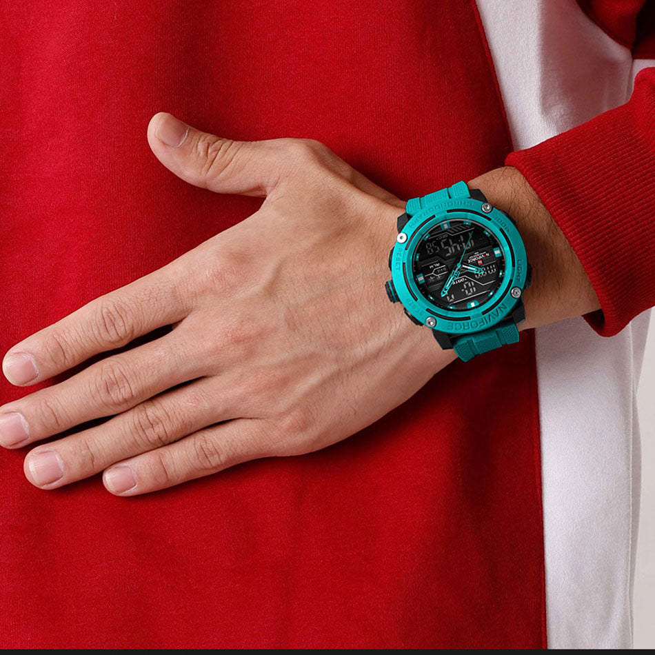 Men Waterproof Sport Watch, Quartz Digital Dual Time Wristwatch, Military Stopwatch Reloj Hombre