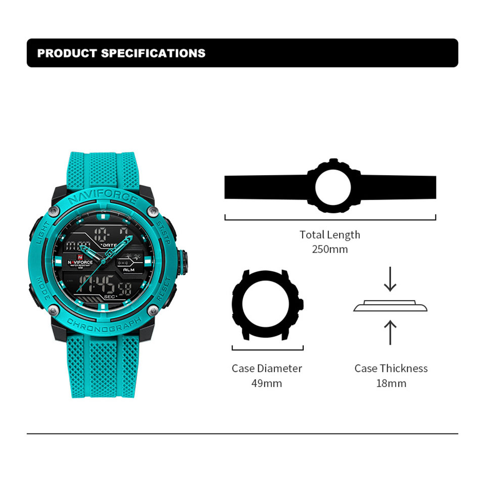 Men Waterproof Sport Watch, Quartz Digital Dual Time Wristwatch, Military Stopwatch Reloj Hombre