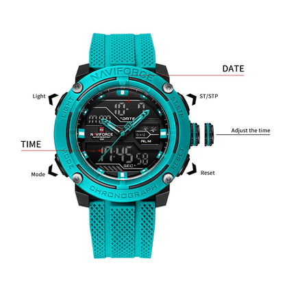 Men Waterproof Sport Watch, Quartz Digital Dual Time Wristwatch, Military Stopwatch Reloj Hombre