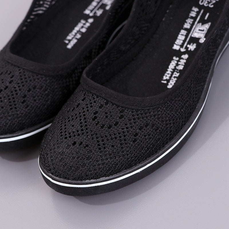 Lace Hollow Breathable Little White Flat Shoes Mid Wedge Heel Womens Summer Beauty Shoes Size SlipO 4