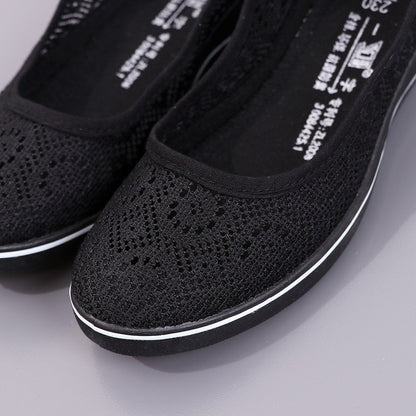 Lace Hollow Breathable Little White Flat Shoes Mid Wedge Heel Womens Summer Beauty Shoes Size SlipO 4
