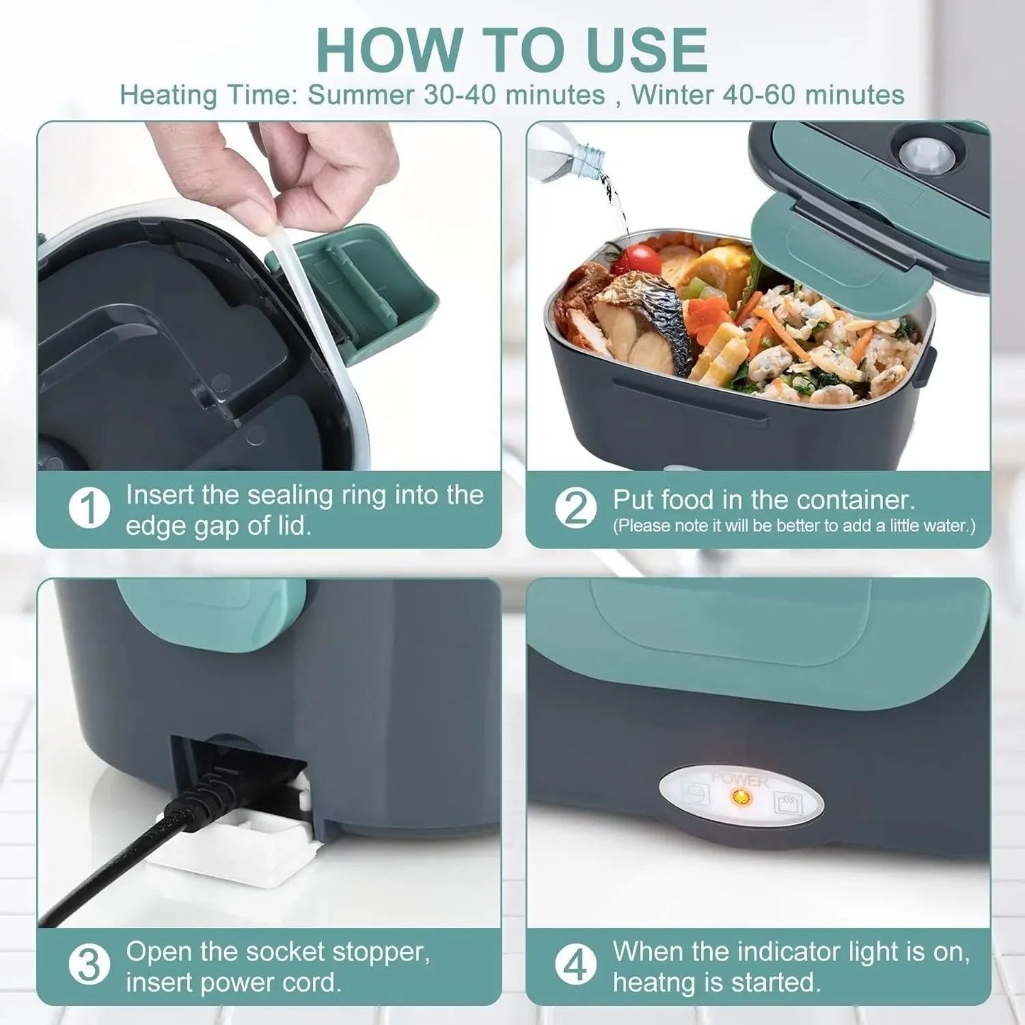Electric Lunch Box Portable Food Warmer For Car And Home Use 3