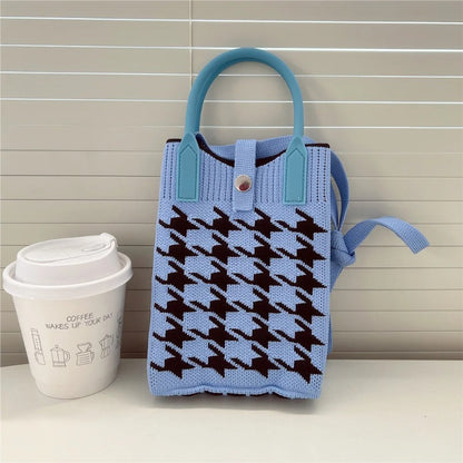 Women Korean Heart Knit Mini Square Handbag Small Shoulder Bag Girls Cute Outdoor Crossbody Purse F 2