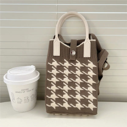 Women Korean Heart Knit Mini Square Handbag Small Shoulder Bag Girls Cute Outdoor Crossbody Purse F 4