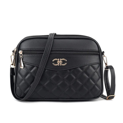 High Capacity Fashion Lingge Crossbody Shoulder Bag, Four Layer Handbag for Middle Aged Women, Camera Square Purse