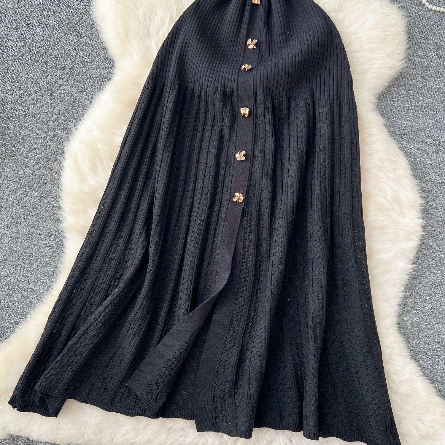 Chic Fashion Elegant Patchwork Knitted Maxi Dress Summer Lady Turndown Collar Shirt Sweater Dress P 2