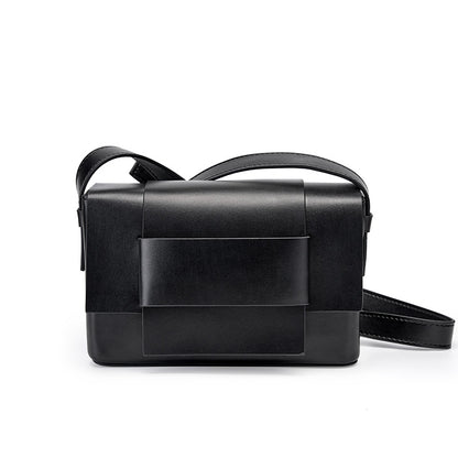 Fashionable Soft Leather Woven Crossbody Bag, Tofu Cowhide Shoulder Bag, Small Square Niche Design Purse