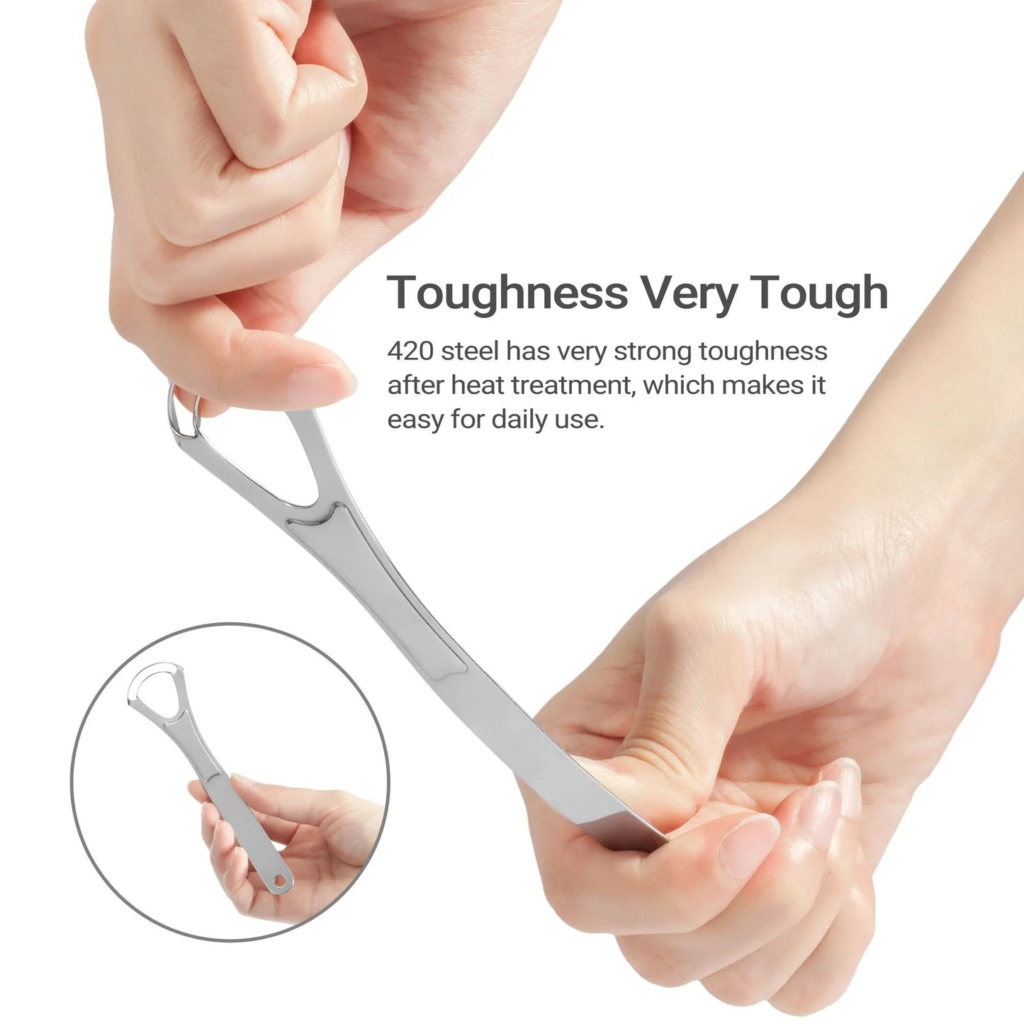 Reusable Stainless Steel Tongue Scraper For Oral Hygiene And Fresh Breath 5