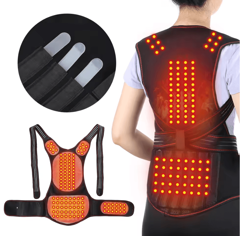 Tourmaline Magnetic Self Heating Lumbar Vest Waist Brace for Posture Correction and Pain Relief