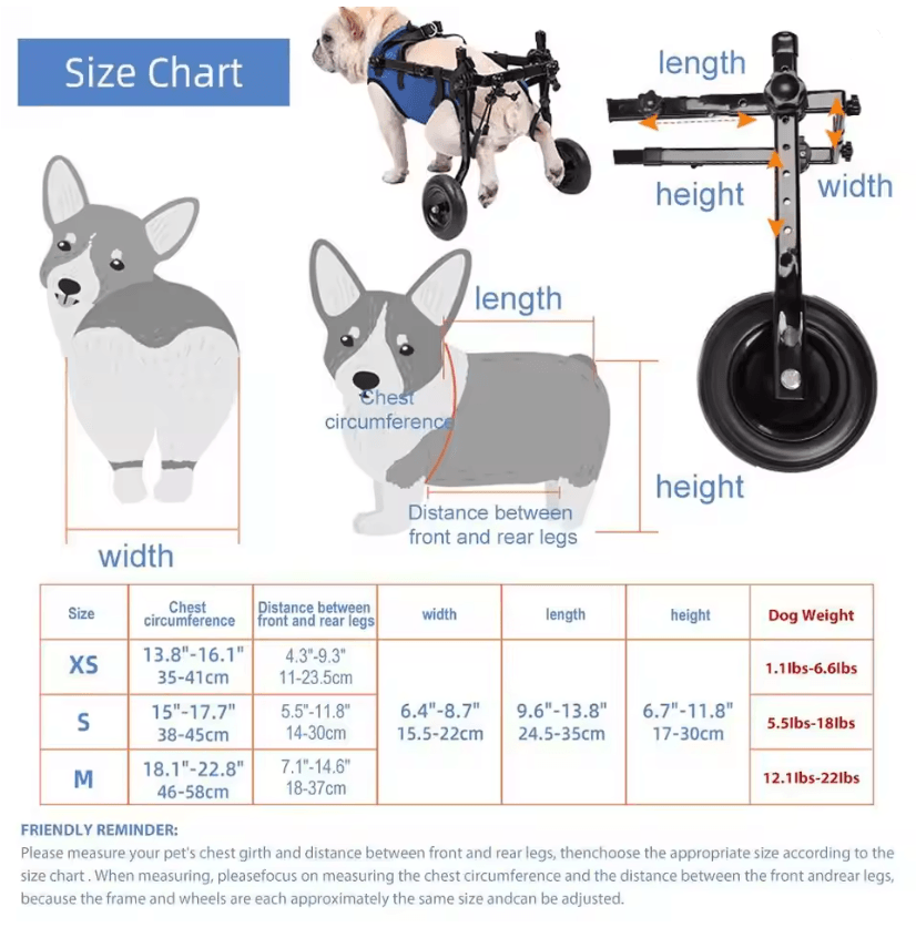 Pet Mobility Aid Adjustable Wheelchair For Disabled Rear Legs 1