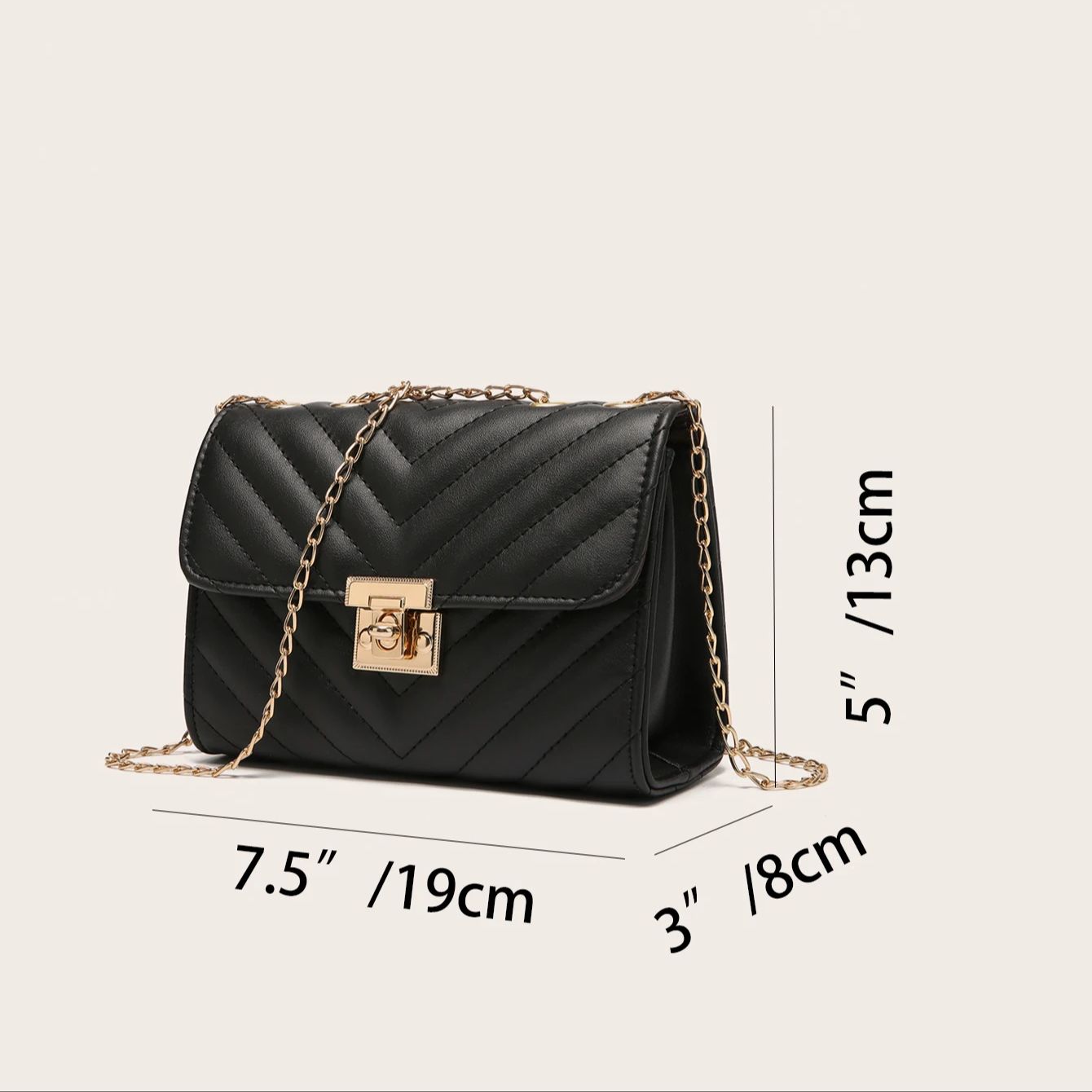 Lingge Chain Small Square Bag for Women, Stylish Lock Buckle Crossbody, Textured Shoulder Handbag for Casual Outfits