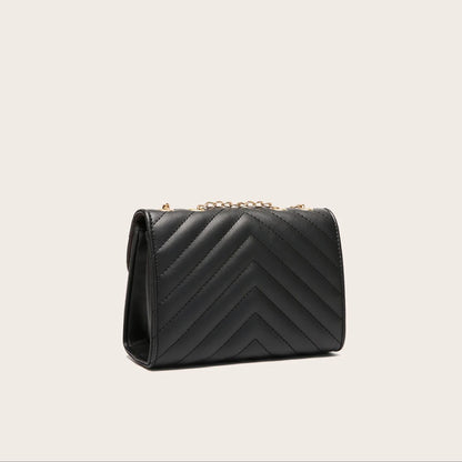 Lingge Chain Small Square Bag for Women, Stylish Lock Buckle Crossbody, Textured Shoulder Handbag for Casual Outfits